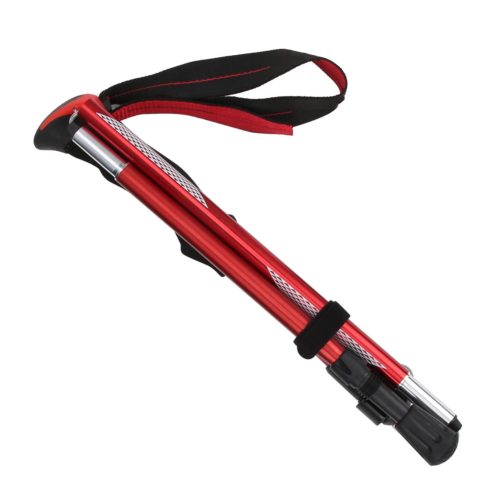 Collapsible Lightweight Aluminum Pole Hiking Stick Cane for Trekking Mountaineering FoldableShort(for Woman)‑Red