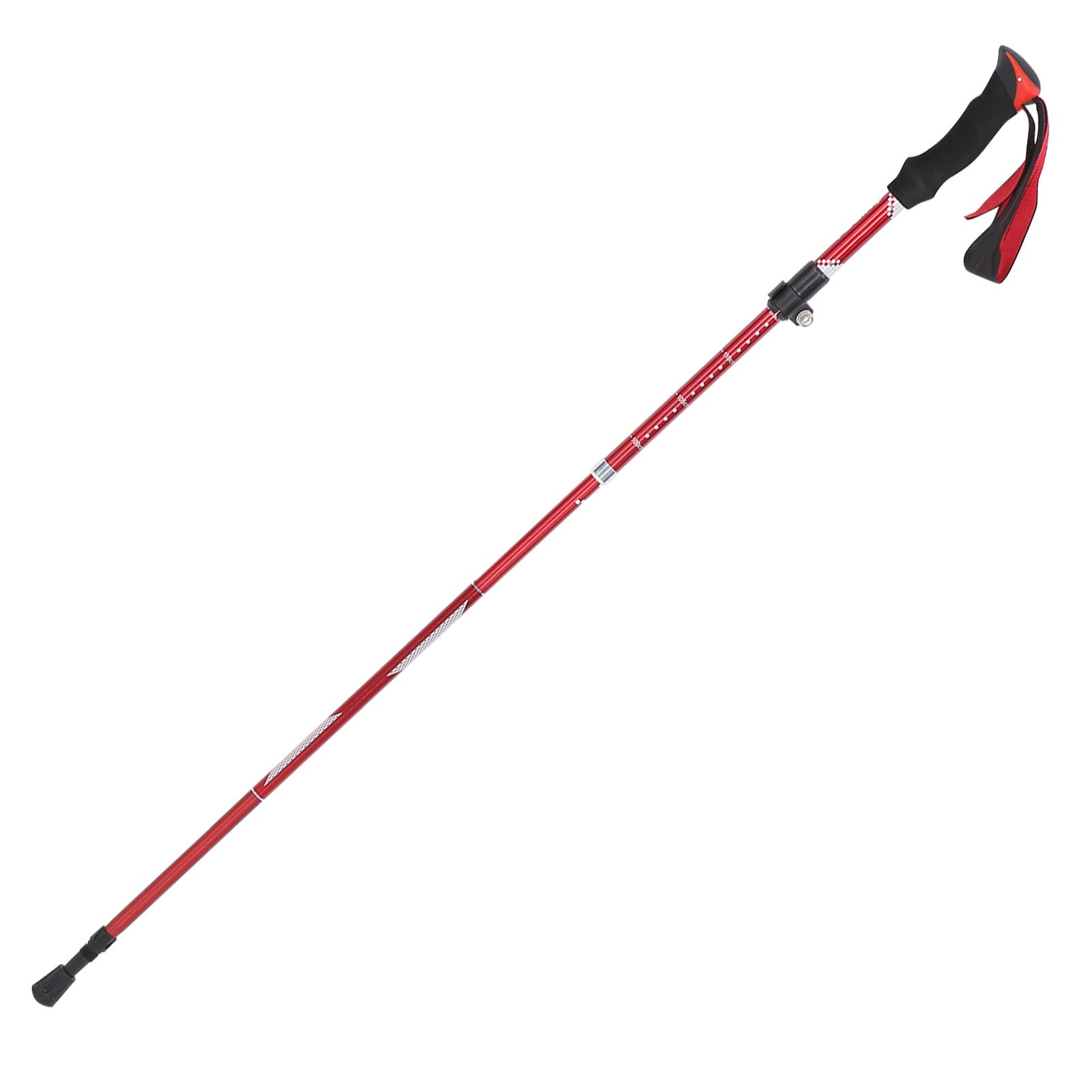 Collapsible Lightweight Aluminum Pole Hiking Stick Cane for Trekking Mountaineering FoldableShort(for Woman)‑Red
