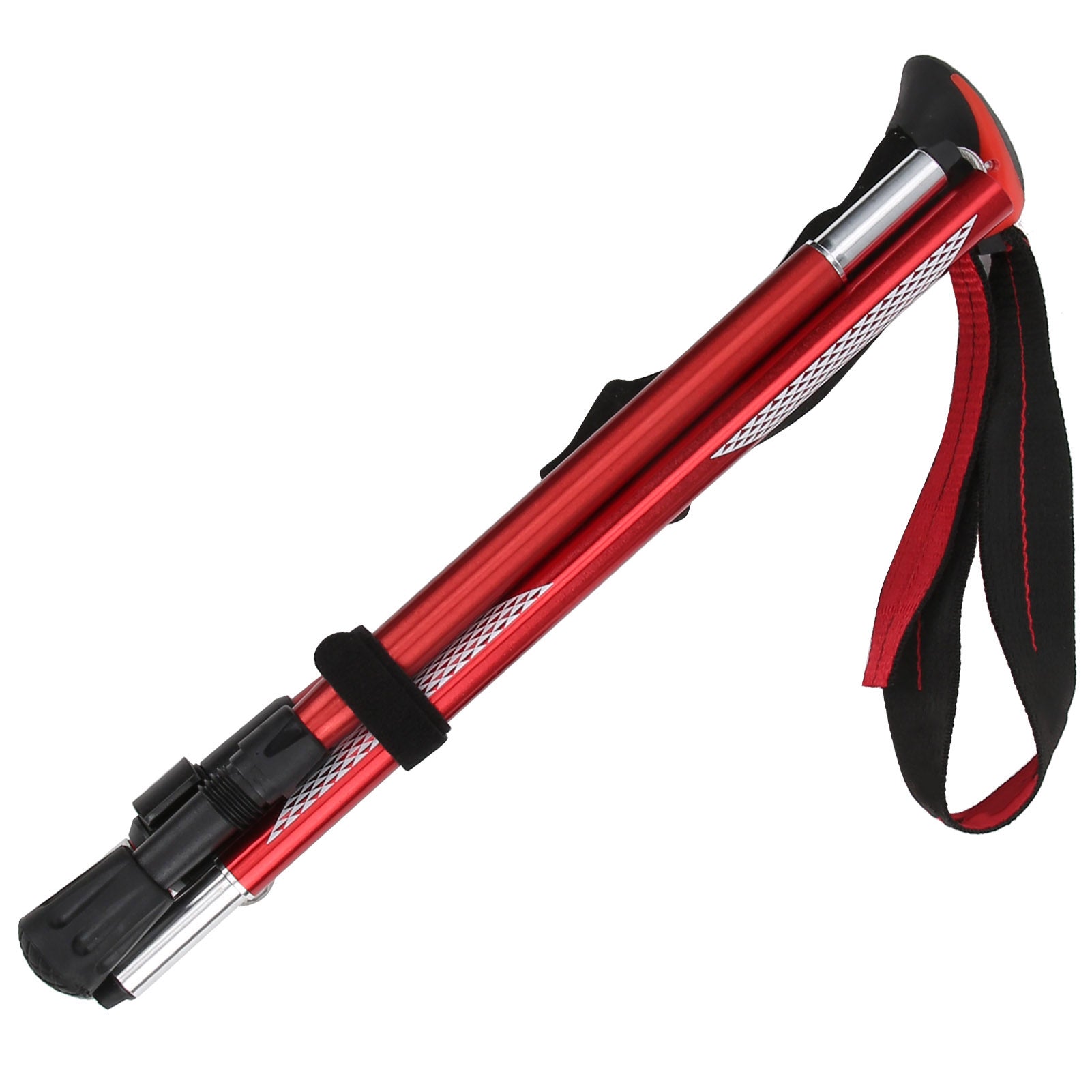 Collapsible Lightweight Aluminum Pole Hiking Stick Cane for Trekking Mountaineering FoldableShort(for Woman)‑Red