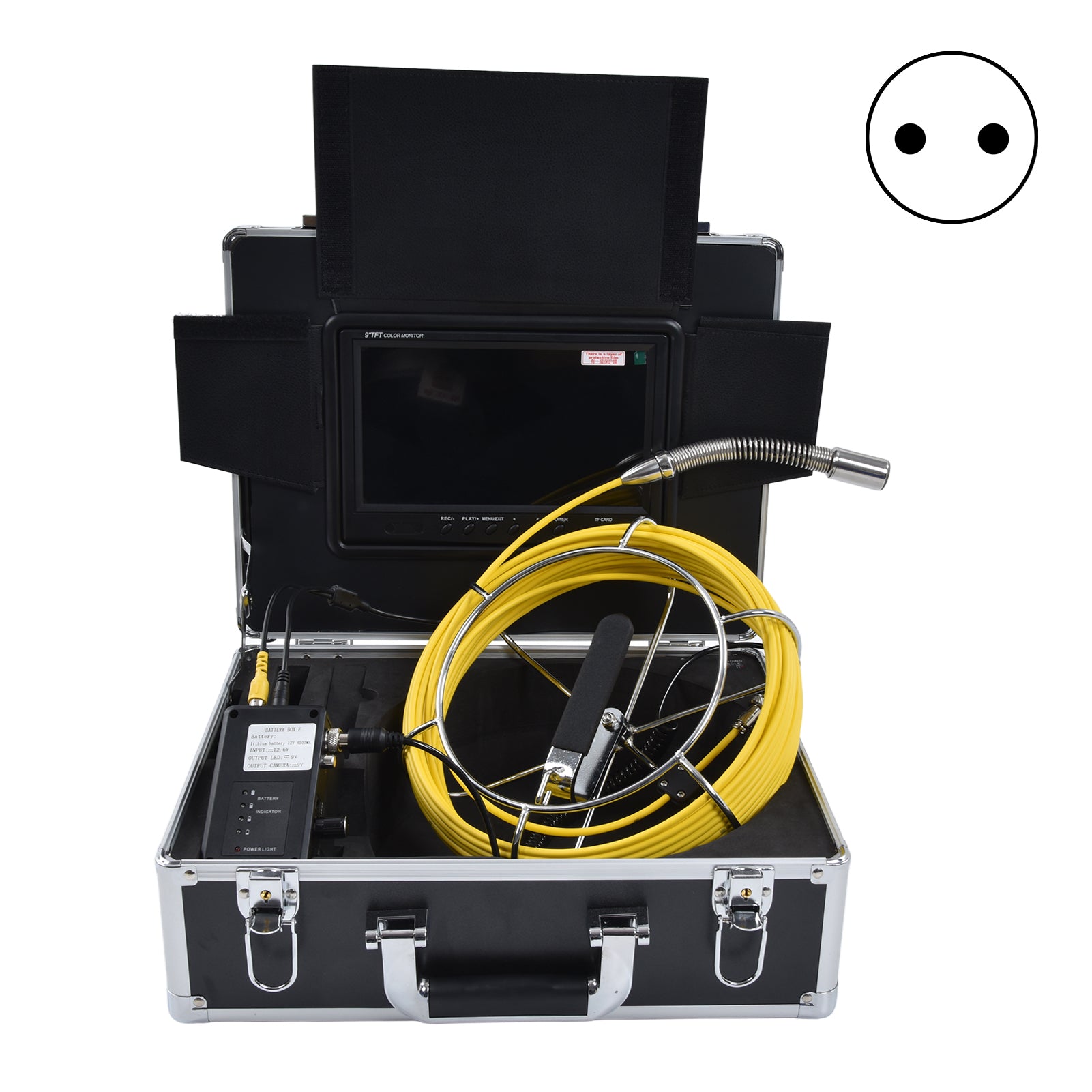 9in LCD Pipeline Endoscope Waterproof Inspection Camera Water Pipe Video Endoscope 100‑240V