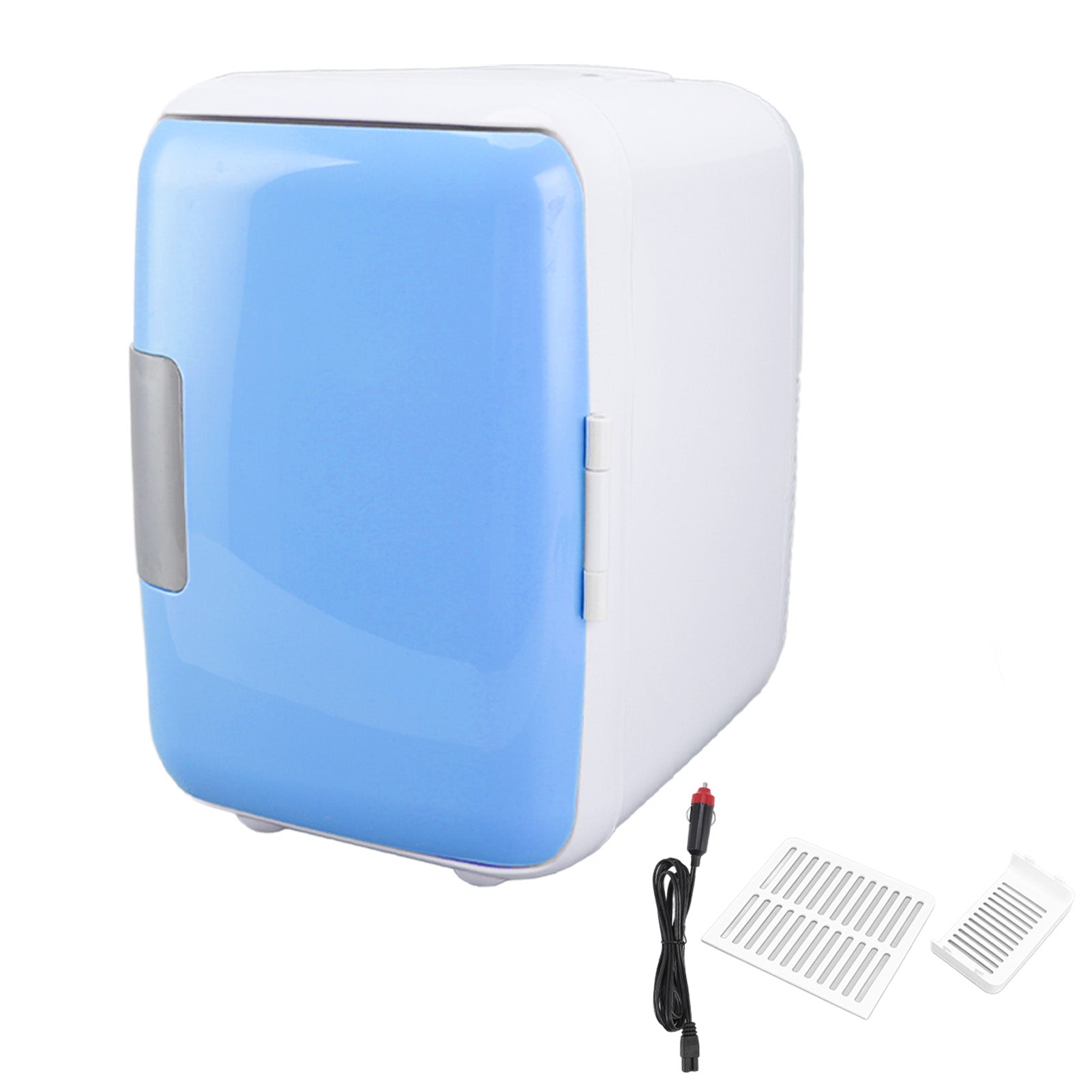 Car Fridge 4 Liters Durable ABS Cosmetic Storage Detachable Partition Portable Mini Fridge for Food Cosmetic Car Blue