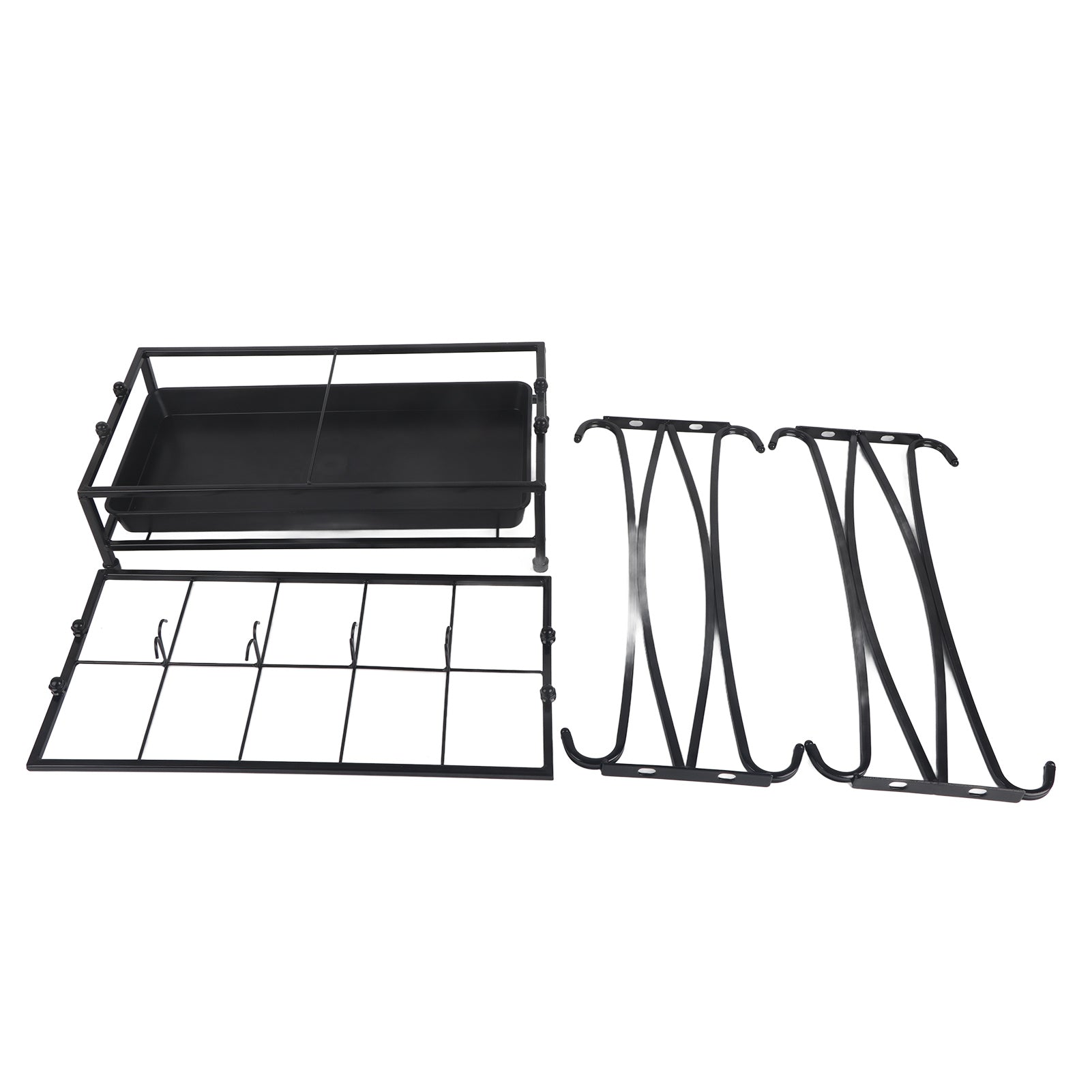 Umbrella Storage Rack Iron with Drip Tray 10 Holes 8 Hooks Umbrella Rack Stand for Home Hotel Lobby Black