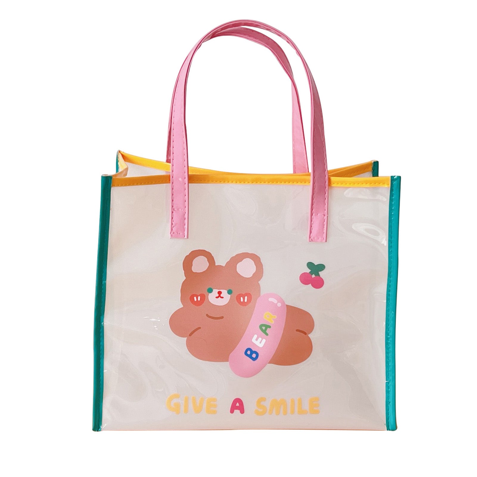 Portable Handbag Cartoon PVC Single Shoulder Bag Waterproof Clear Tote Bags for Travel Type 3