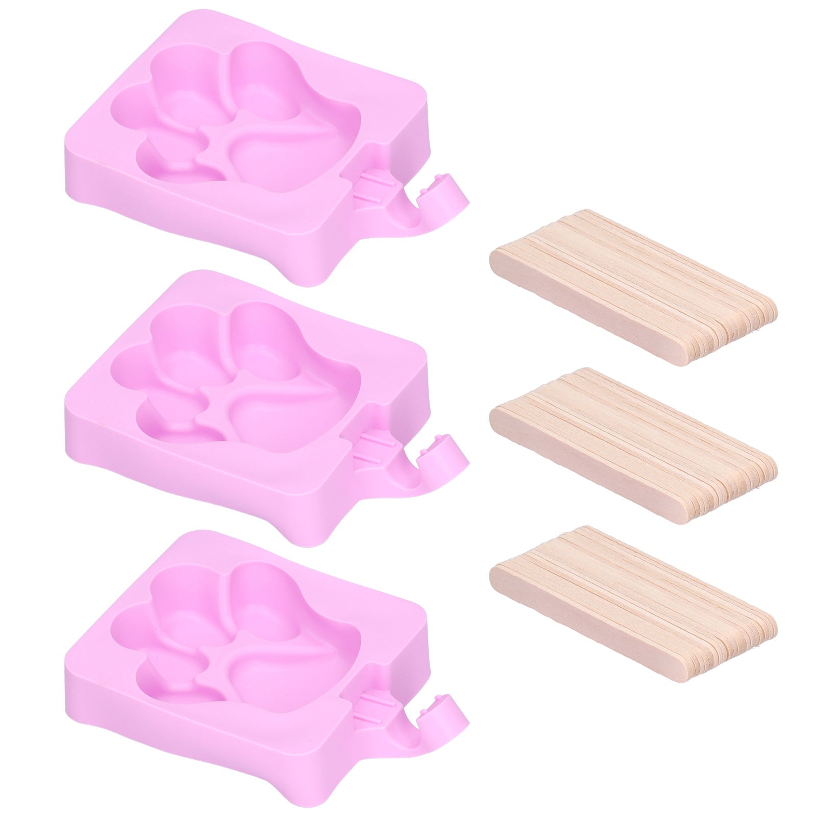 3Pcs Cute Cat Claw Design Ice Cream Mold Silicone Cake Ice Bar Making Mold for Kitchen