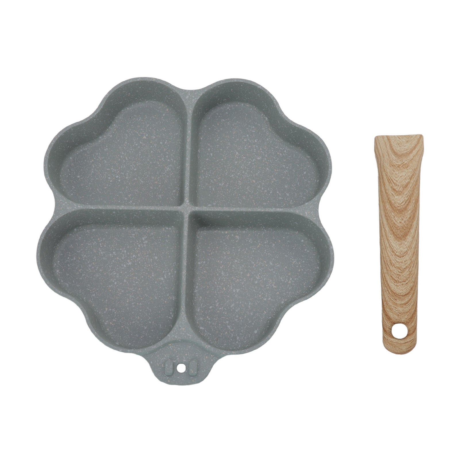 Egg Frying Pan Nonstick Heart Shaped 4 Cup Uniform Heating Pancake Pan with Handle for Kitchen Green