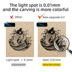 DAJA DJ7 Laser Engraver 5W  Semiconductor Laser Desktop Marking Machine with 150x150mm Work Area 0.01 Engraving Accuracy Eye Protective Shield Multifunctional Ports Suitable for Wood Leather Metal Kraft Paper Plastics Ceramics