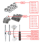 32 PCS HSS Tap and Die Set Metric Wrench Cut M3-M12 Hand Threading Tool Tungsten Carbide Tap Die Screw Thread Making Tool Bit Set Engineer Kit with Metal Case