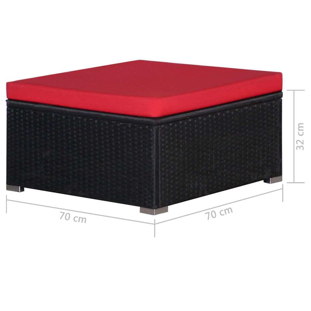 vidaXL 9 Piece Patio Lounge Set with Cushions Poly Rattan Red