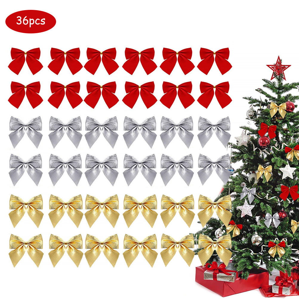 36Pcs/Set Christmas Bows Mini Decorative Bows Ribbon Bows Decoration