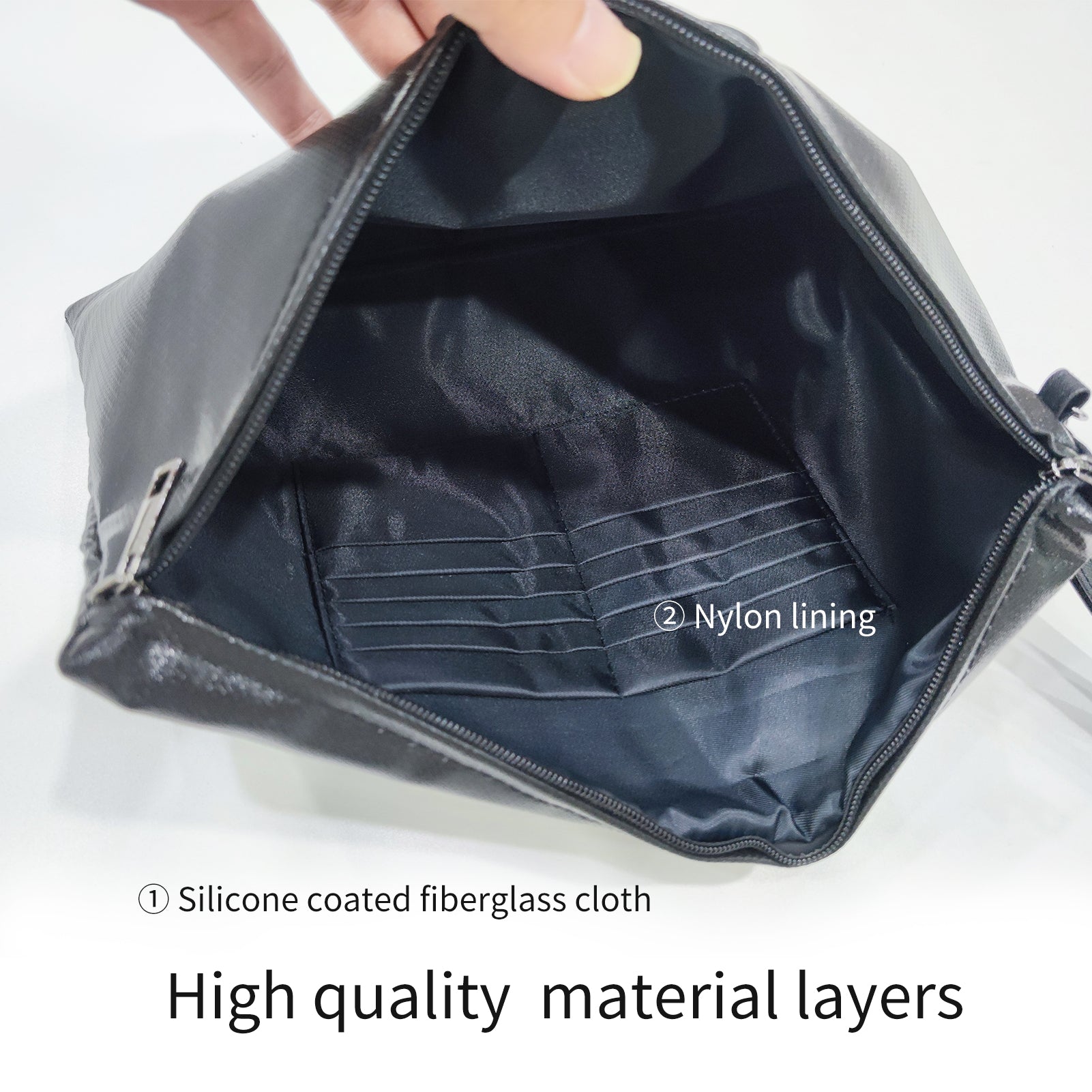 Fireproof Document Bag with Lock Money Safety Organizer Zipper Closure Storage Pouch Pocket with 10 Cards Slot for for A4 Documents File Cash Passport Certificates Home Office Travel