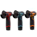 12V Cordless Brush Angle Grinder Kit, Ginding disc 3 Inch/76mm, Lightweight Angle Grinder Tool w/ 2PCS 1300mAh Lithium-Ion Battery & Charger, Ergonomic Button Position for Reducing Hand Pressure Include 6PCS Cutting  Disc