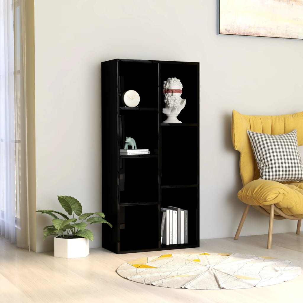 vidaXL Book Cabinet High Gloss Black 50x25x106 cm Engineered Wood
