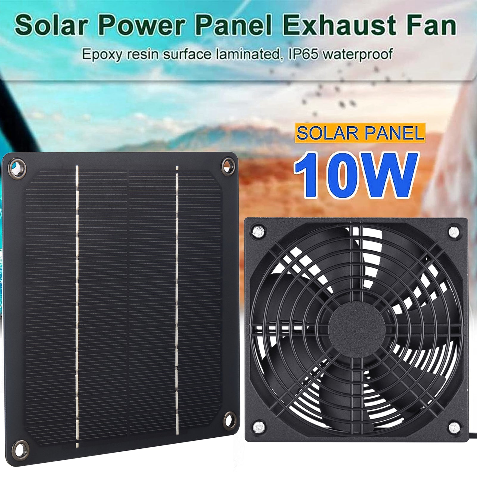 Solar Panel Fan 3W Weatherproof solar panel kit  for Small Chicken Coops, Greenhouses, Sheds,Pet Houses, Window Exhaust