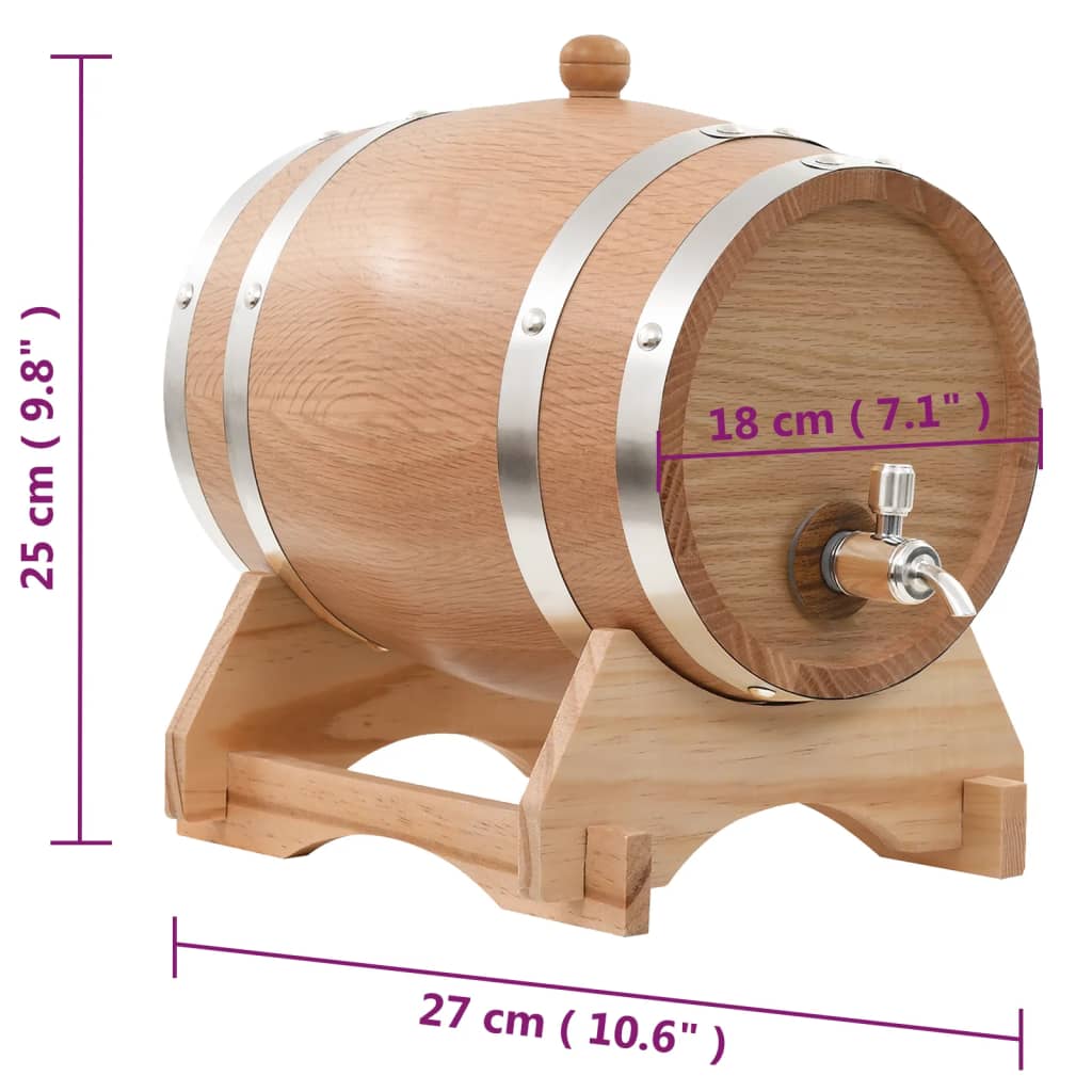 vidaXL Wine Barrel with Tap Solid Oak Wood 6 L