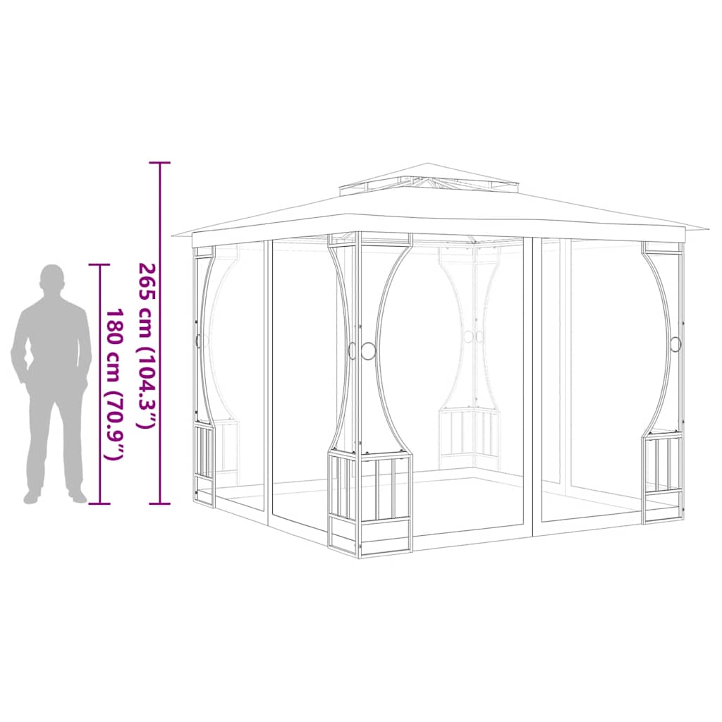 vidaXL Gazebo with Nets 300x300x265 cm Anthracite