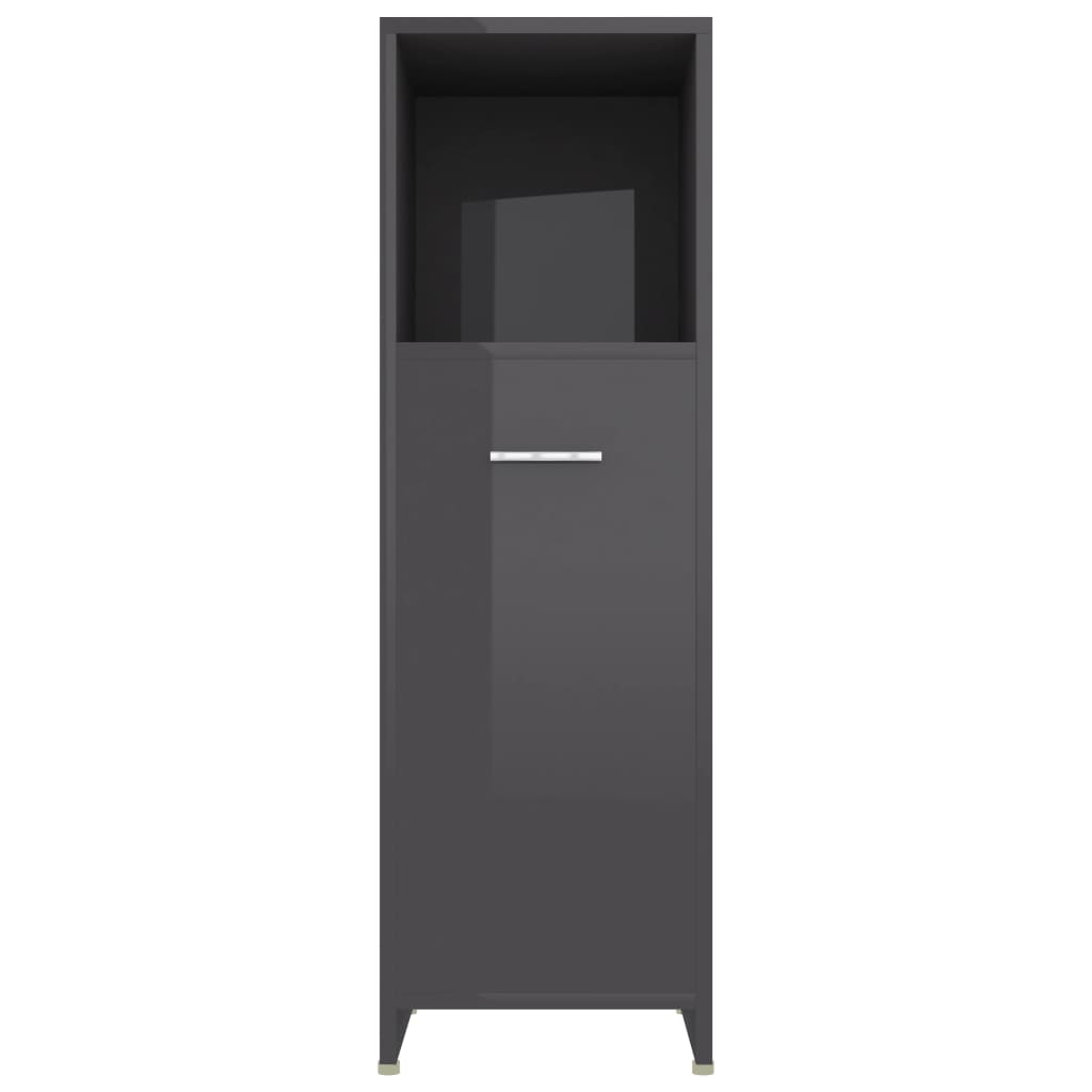 vidaXL Bathroom Cabinet High Gloss Grey 30x30x95 cm Engineered Wood