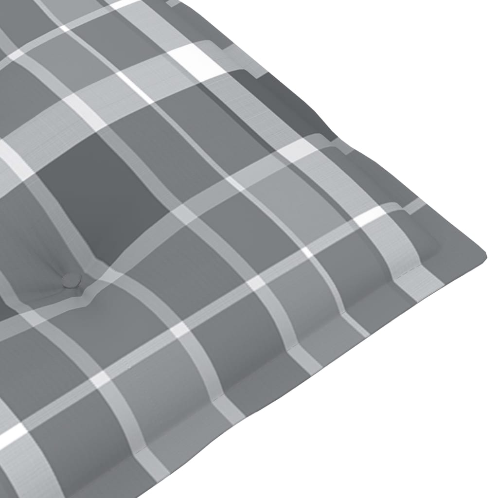 vidaXL Krzesła ogrodowe, 2 szt., z poduszkami w szarą kratę, tekowe