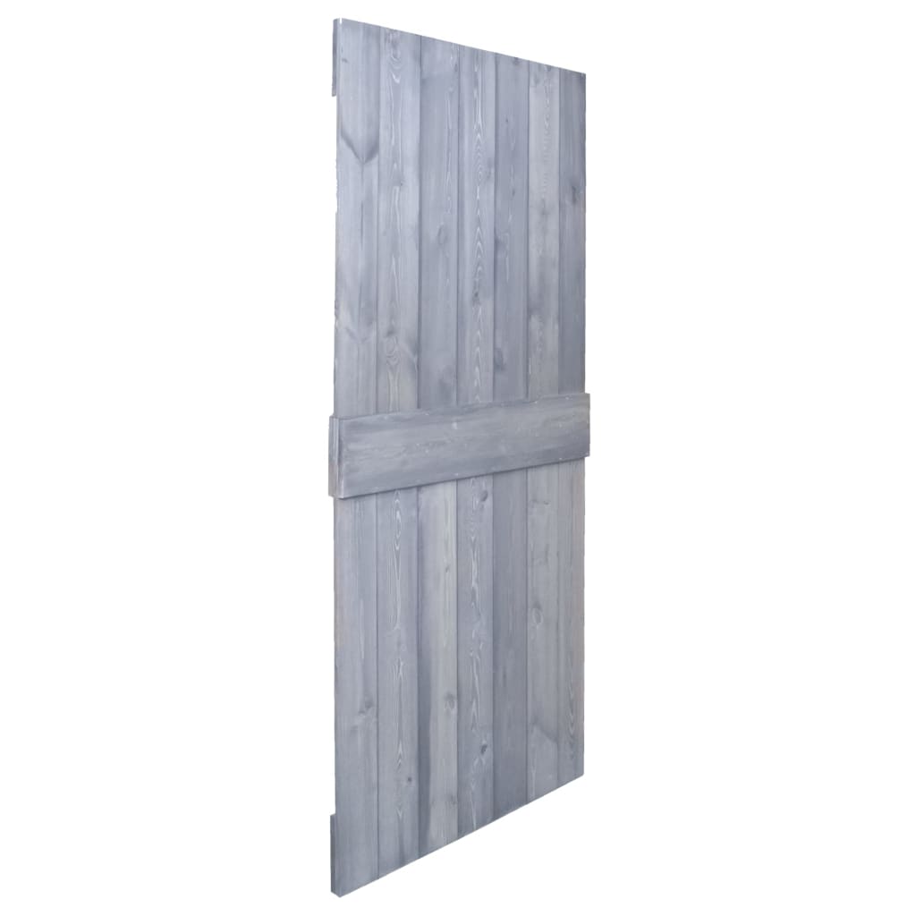 vidaXL Sliding Door with Hardware Set 80x210 cm Solid Pine Wood Grey