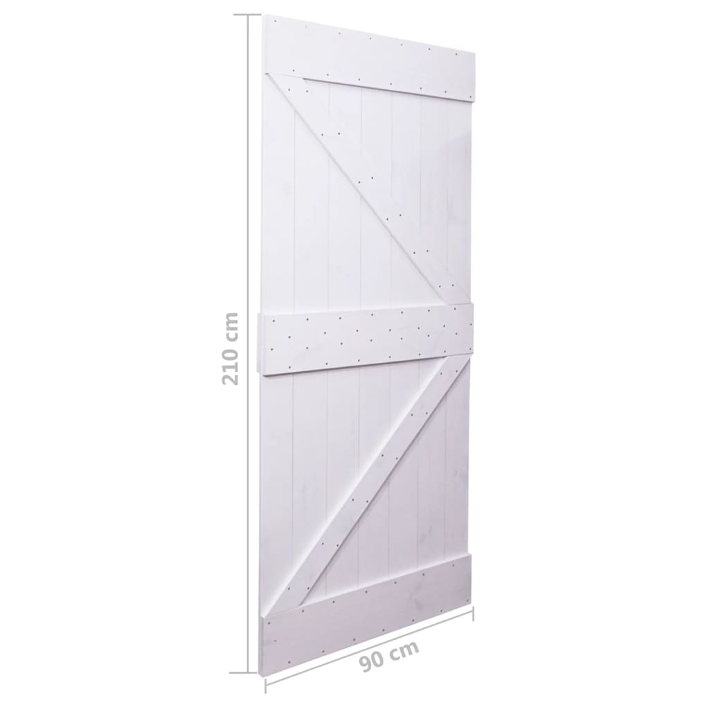 vidaXL Sliding Door with Hardware Set 90x210 cm Solid Pine Wood White
