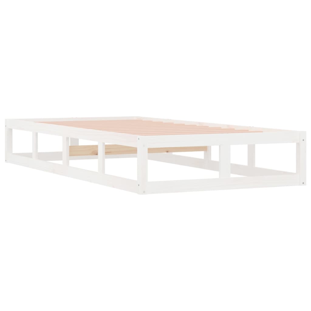 vidaXL Bed Frame without Mattress White 90x190 cm Single Single Solid Wood