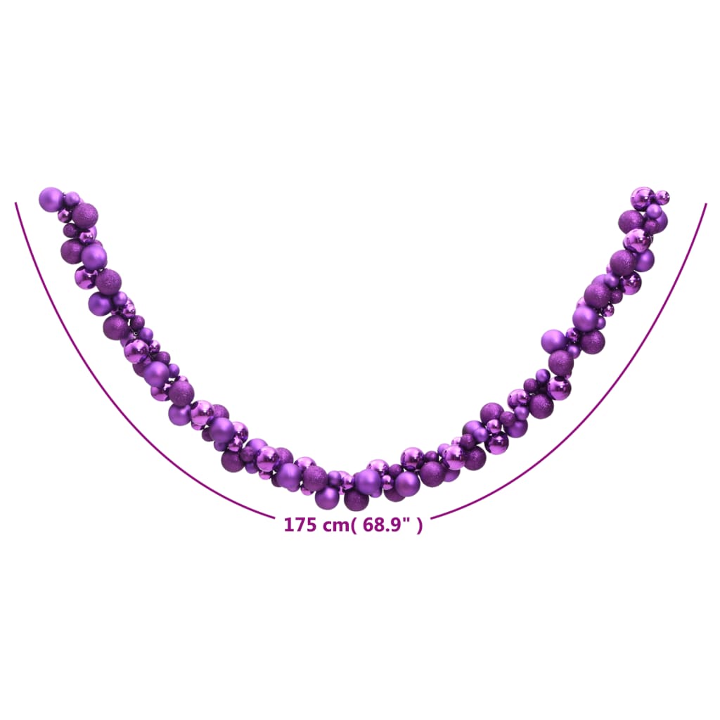 vidaXL Christmas Balls Garland Purple 175 cm Polystyrene