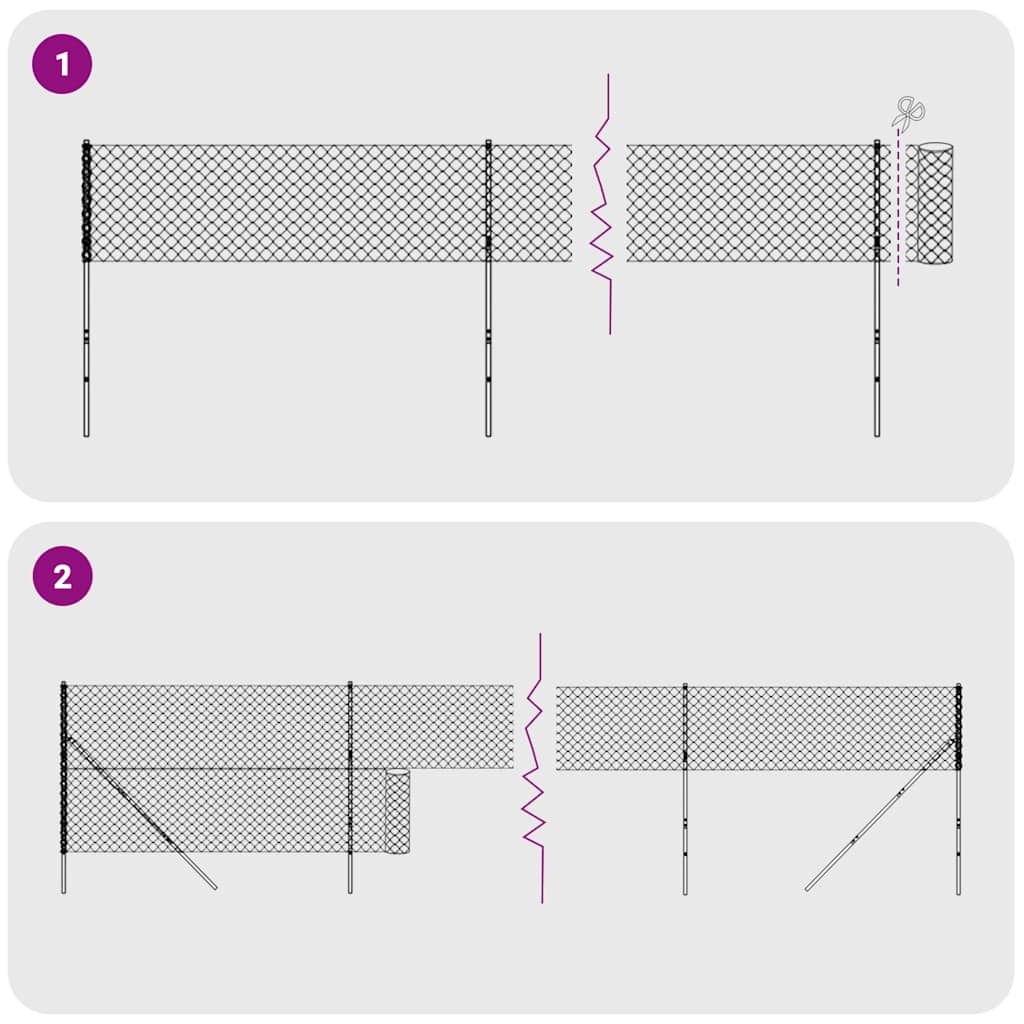 vidaXL Wire Mesh Fence with Flange Anthracite 2x25 m