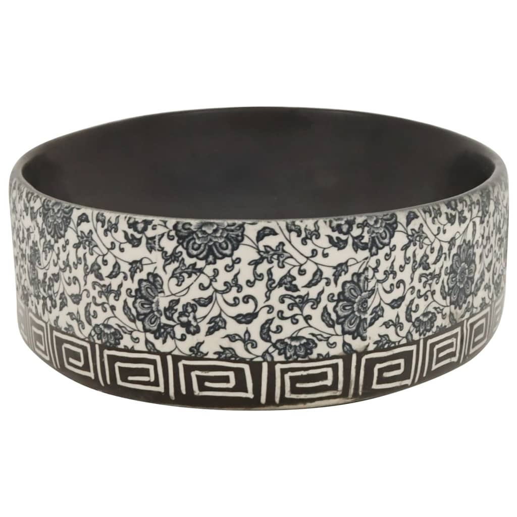 vidaXL Countertop Basin Black and Blue Oval 56.5x36.5x13.5 cm Ceramic