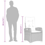 vidaXL Reclining Garden Chairs 2 pcs with Cushions Grey Poly Rattan