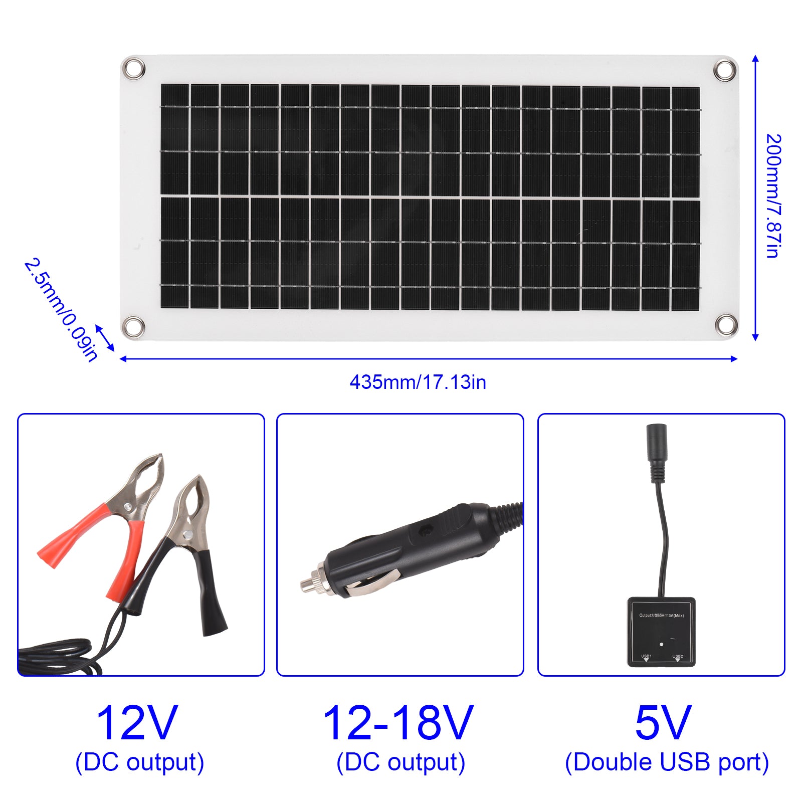 20 Watt 12 Volt Solar Panel Kit Waterproof Solar Panel with High Efficiency Polycrystalline Silicon Solar Panel and 300W 60A PWM Charge Controller for RV / Camper / Vehicle / Caravan