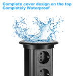 Intelligent Motorised Pop-Up Socket Surge Protector Power Strip Retractable Power Strip with USB Charging Stations for Kitchen Counter, Conference Room