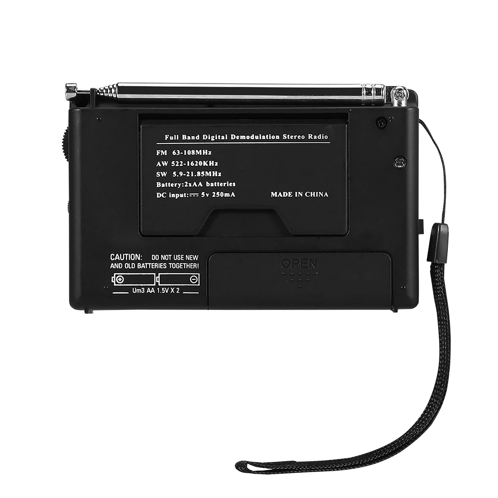 VBESTLIFE Portable Mini Radios FM/MW/SW Receiver w/ Digital Alarm Clock FM Radio Receiver Black