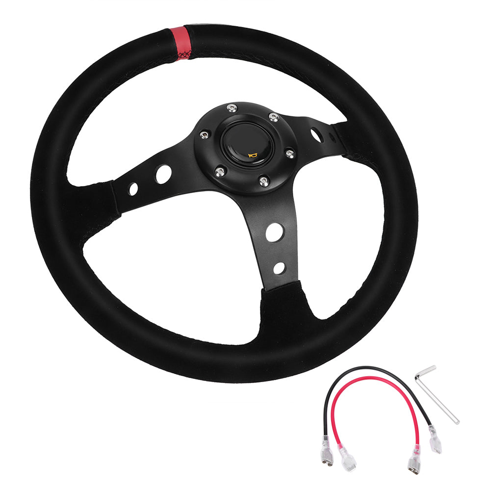 Universal 35cm/14inch 6-Bolts Auto Car Racing Steering Wheel with Horn Red