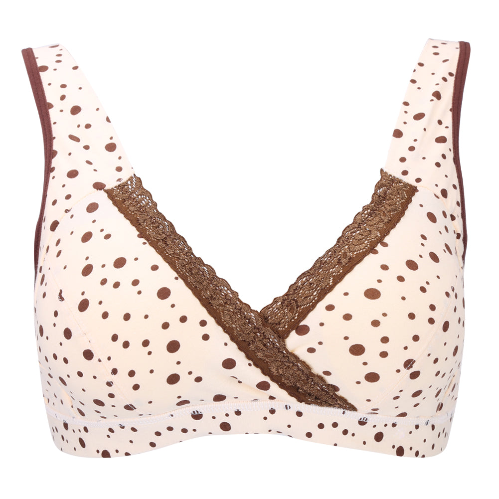 Women Cotton No Wire Maternity Bra Pregnant Breastfeeding Nursing Sleep Bras (Coffee XL)