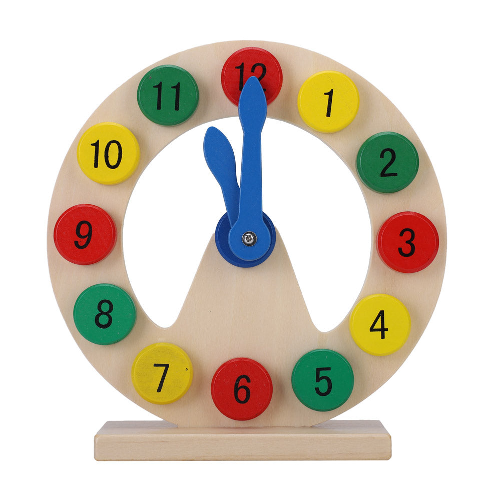 Baby Children Wooden Clock Toy Kids Number Time Early Learning Gift for Little Boys Girls