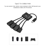 4 In 1 USB3.1 Type C Male to USB 2.0 Female 3 Port USB Hub OTG Function w  USB-C Charging Port