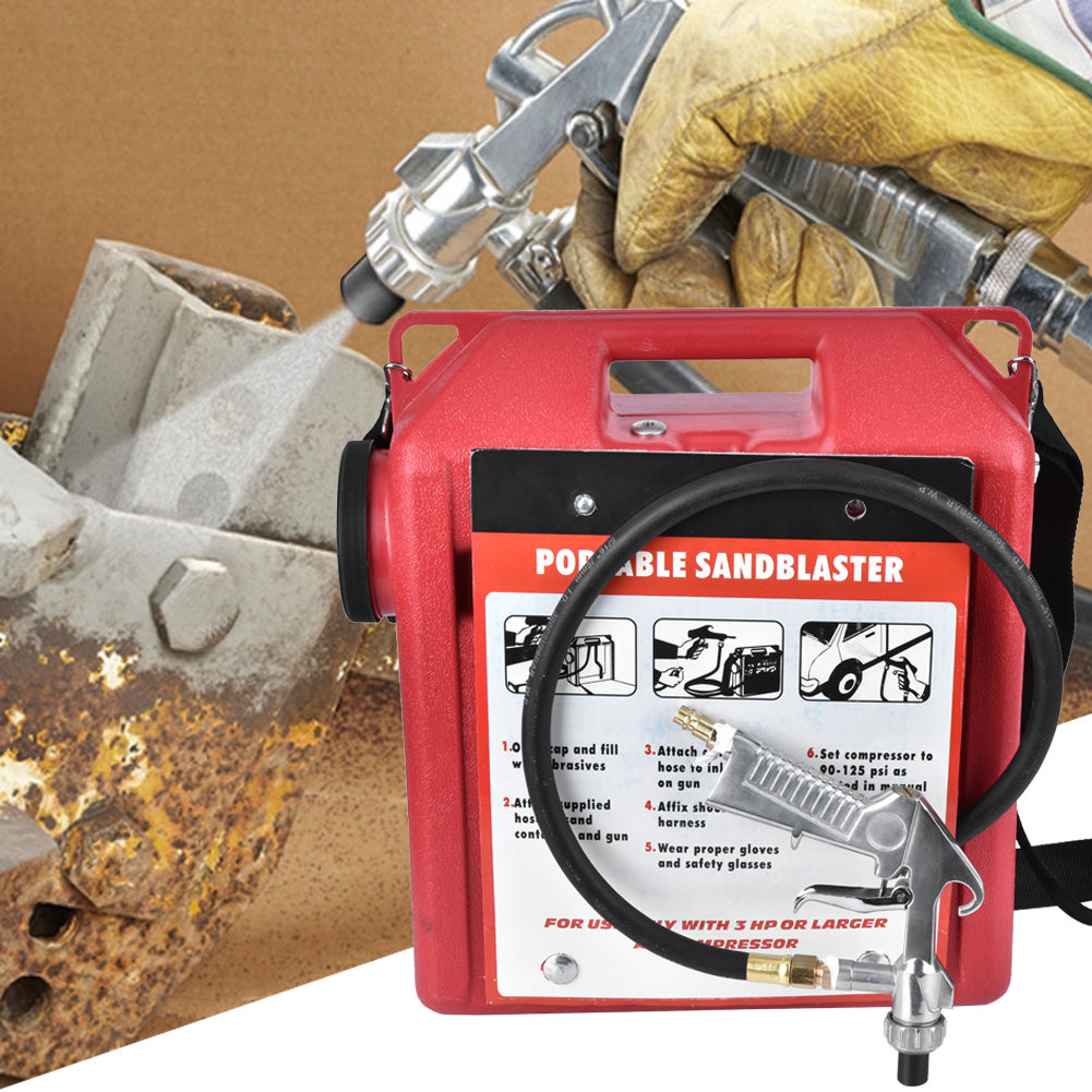 Portable 30LBS Pneumatic Sandblaster Gun Barrel Kit Cleaning Rust/Paint Remover Tool