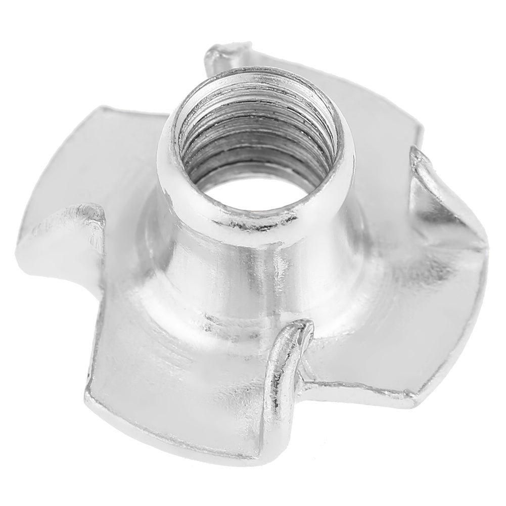 100pcs Zinc Plated Carbon Steel T Nut Four pronged Tee Nuts For Woodworking Furniture (M8)