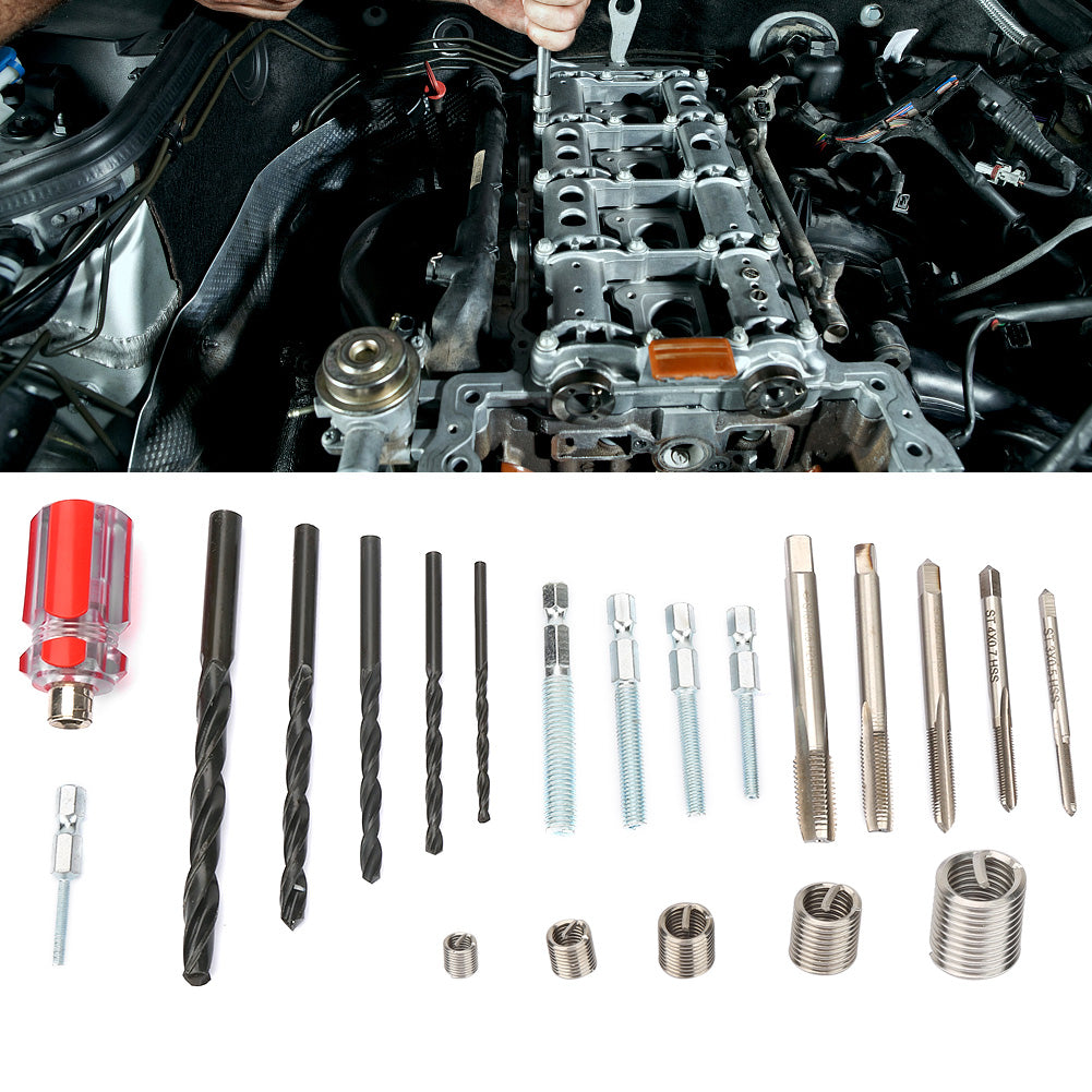 116Pcs/set Stainless Steel Wire Screw Sleeve Thread Repair Insert Kit Tool Set