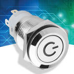 40pcs 16mm Metal Momentary Push Button Switch Auto Reset Flat Head 12V LED Light 5-Pin (Blue)