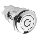 40pcs 16mm Metal Momentary Push Button Switch Auto Reset Flat Head 12V LED Light 5-Pin (Blue)