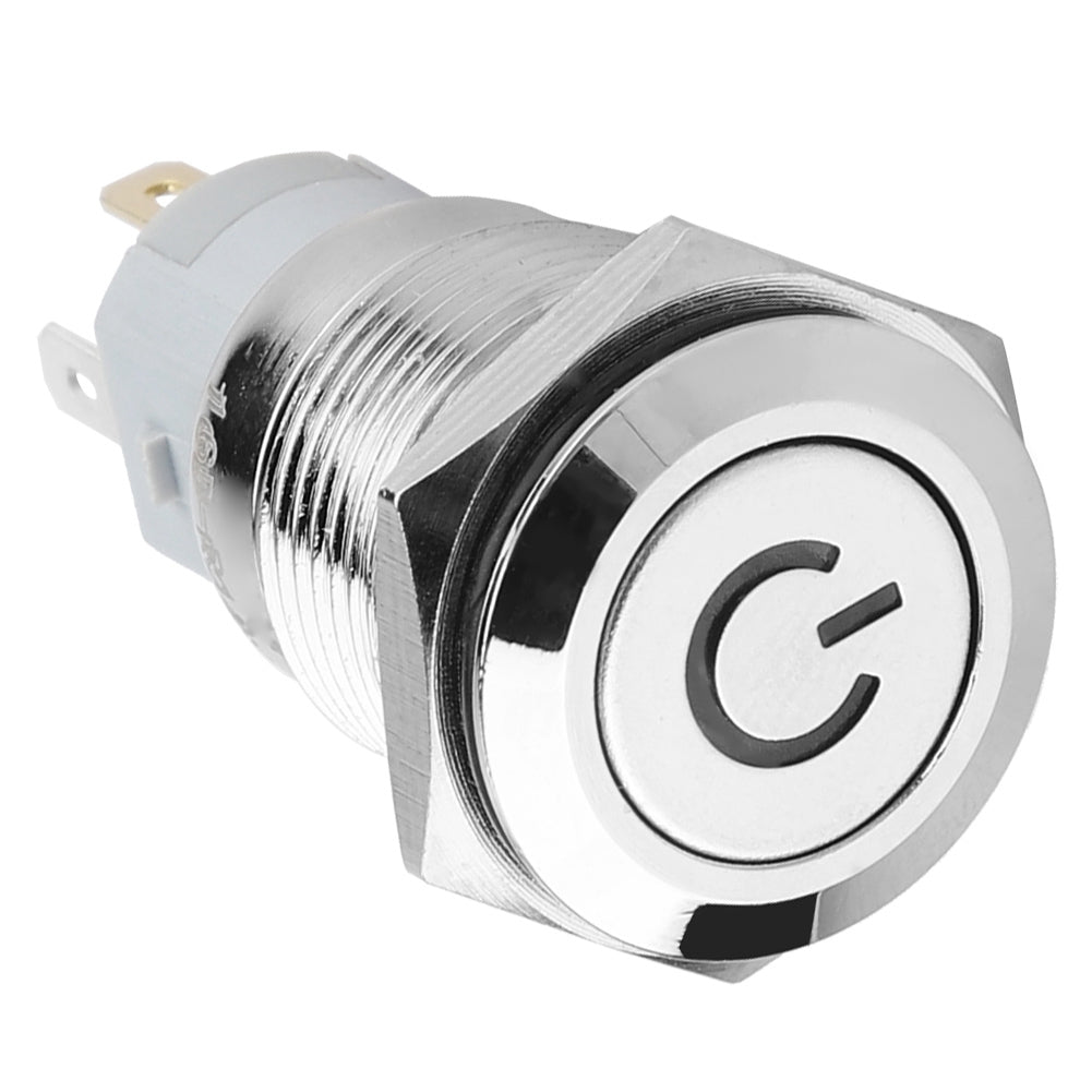 40pcs 16mm Metal Momentary Push Button Switch Auto Reset Flat Head 12V LED Light 5-Pin (Blue)