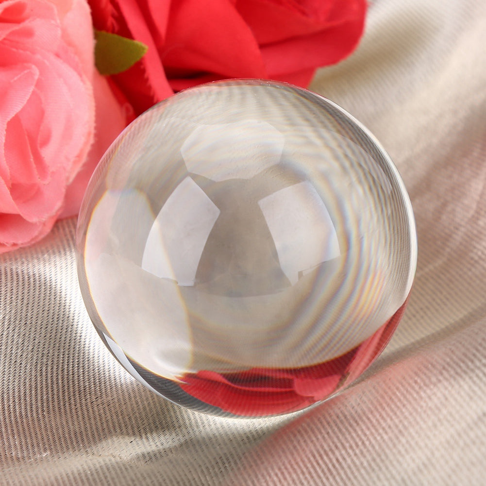 1PC 50MM Artificial Quartz Crystal Ball Transparent Sphere Home Decoration   Wooden Stand