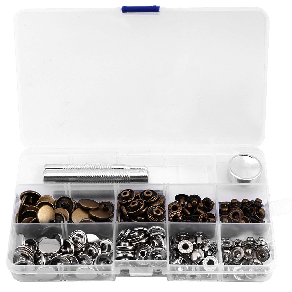 50 Sets Press Stud Snap Button Popper Fastener with Setting Tool for Leather Clothes 831#15mm