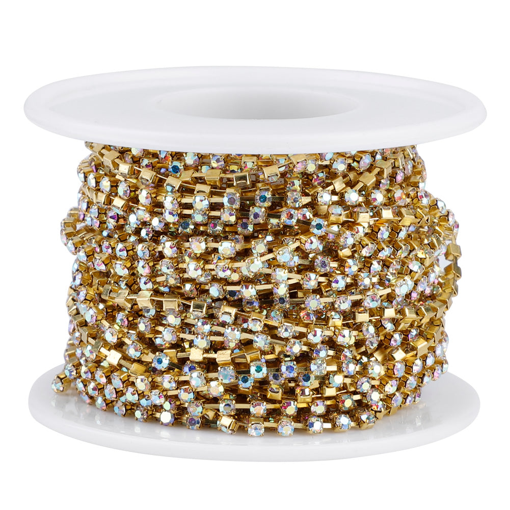 1 Roll Crystal Chain For Diy Necklace Wedding Decoration Accessories(ss16 gold)