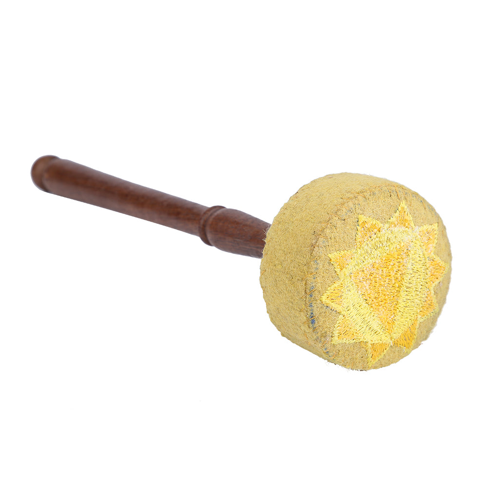 Handmade Hard Wood Felted Striker Mallet Stick for Tibetan Buddhism Singing Bowl (Yellow)