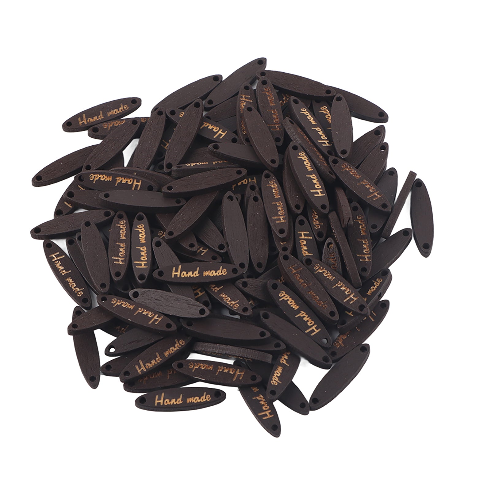 200pcs Oval Wood Buttons Handmade Label 2Holes Wooden Decorative Buttons DIY Scrapbooking Craft