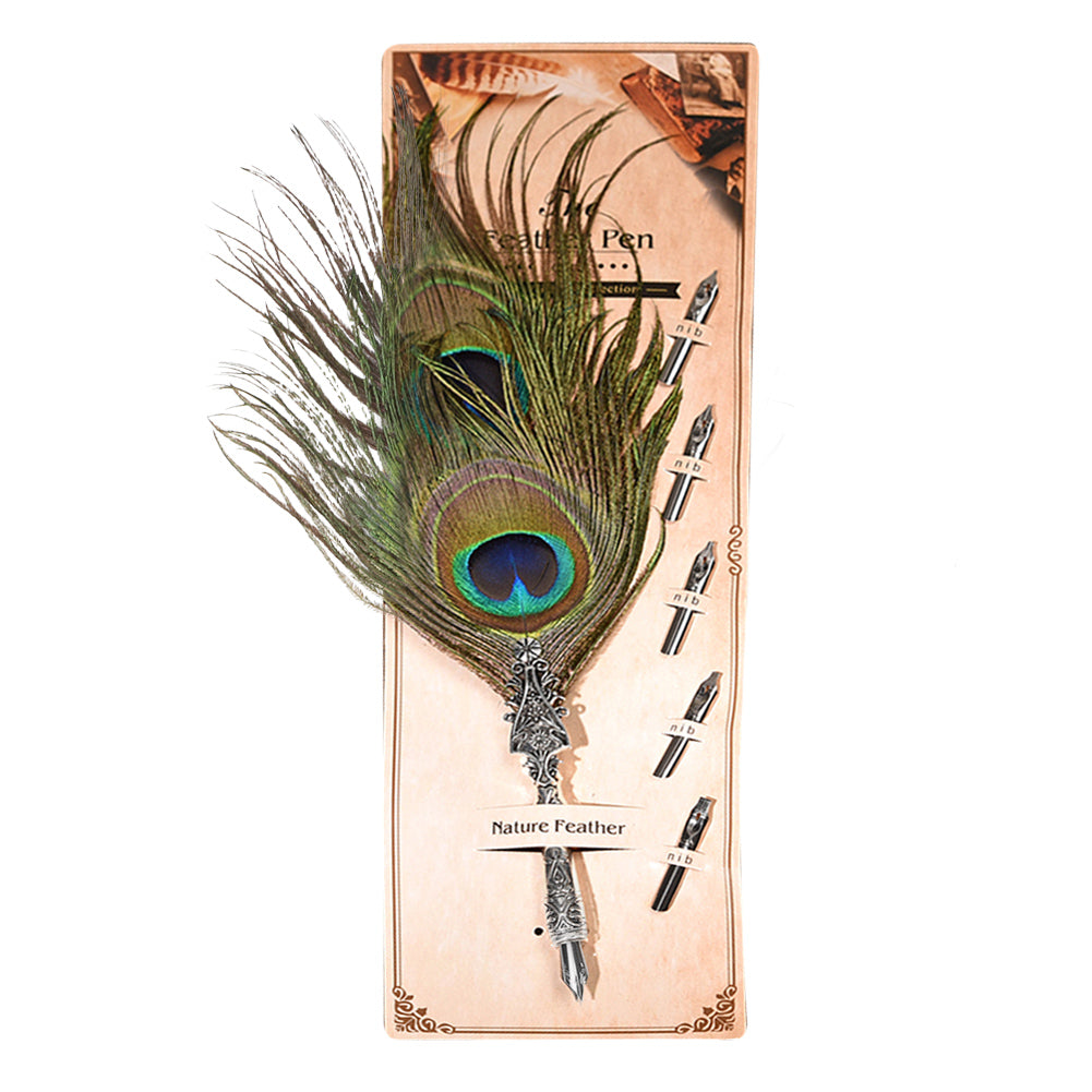 Classical Vintage Feather Fountain Pen Calligraphy Quill Dip Pen Home Decor Gift(08#)