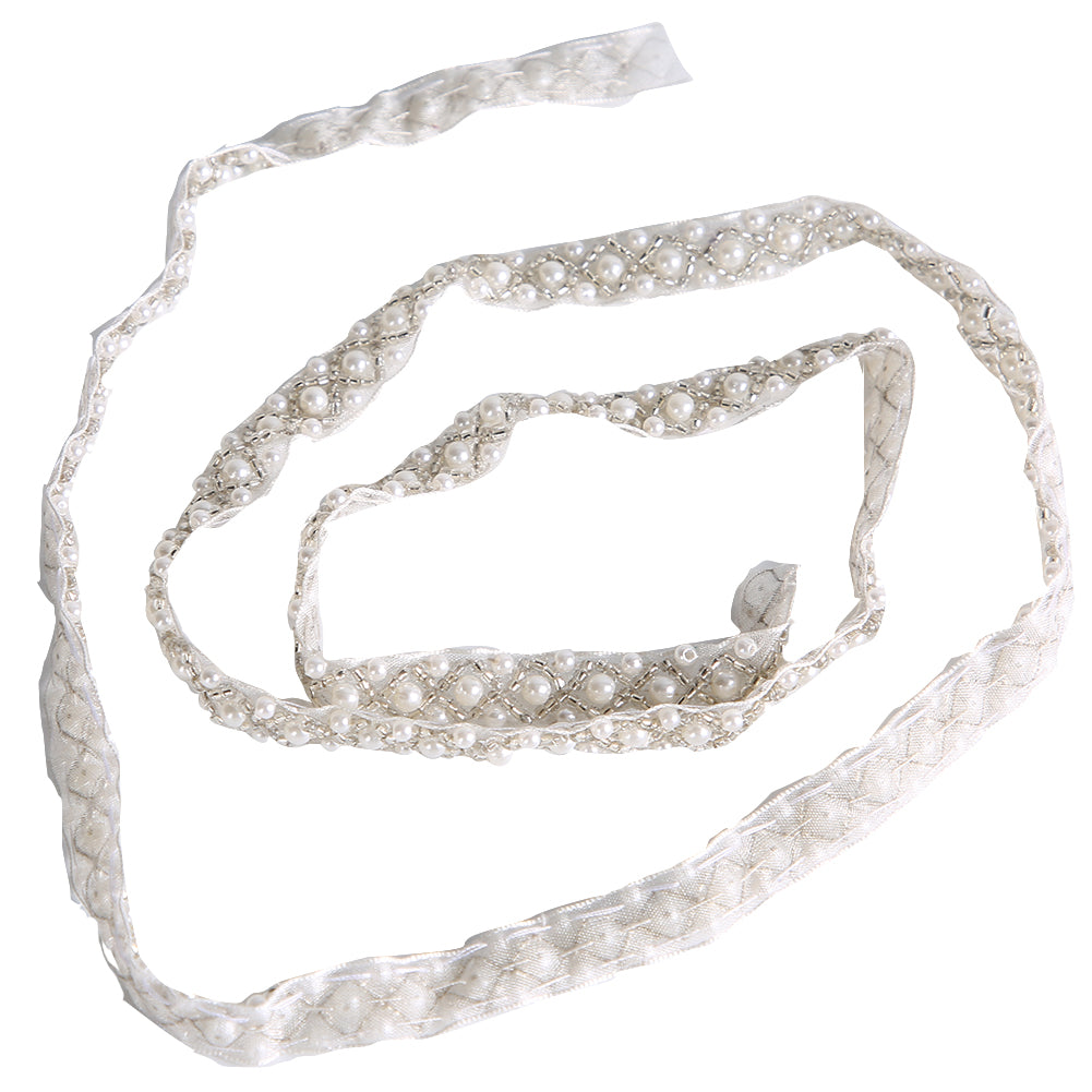 1 Yard DIY Handmade Lace Pearl Ribbon Tape Trim Decoration Clothes Accessories #3