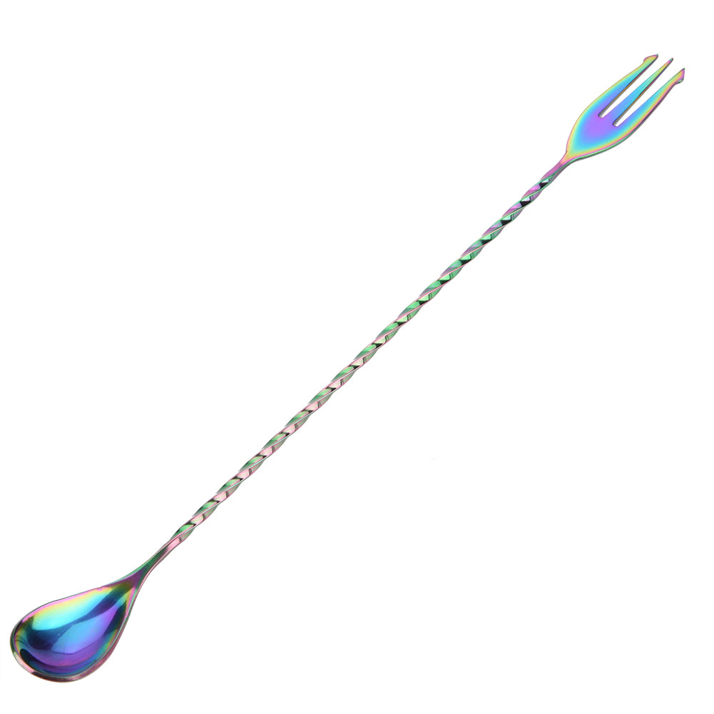 1Pc Stainless Steel Cocktail Spoon Beverage Coffee Mixing Layering Tool with Long Handle(#1)