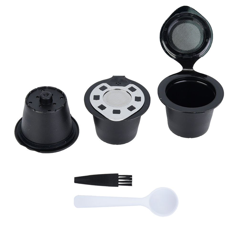 5pcs/Set Plastic & Stainless Steel Reusable Refillable Coffee Capsules Pod Filter Cups Strainer